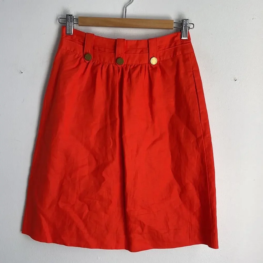 Tory Burch 100% linen hi rise A-line skirt sz 4